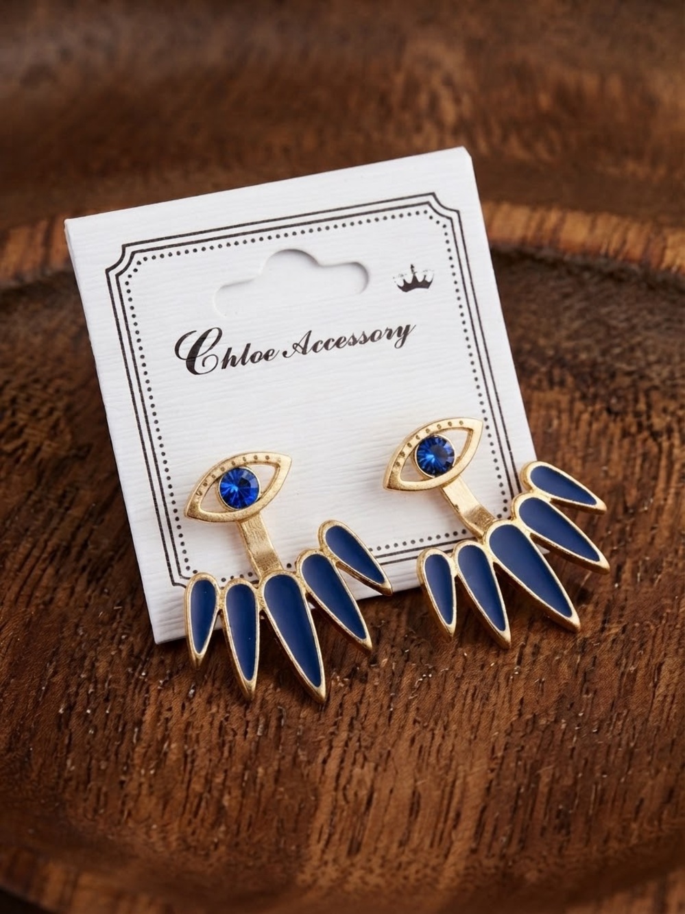 Chloe Blue and Gold Eye Drop Earrings